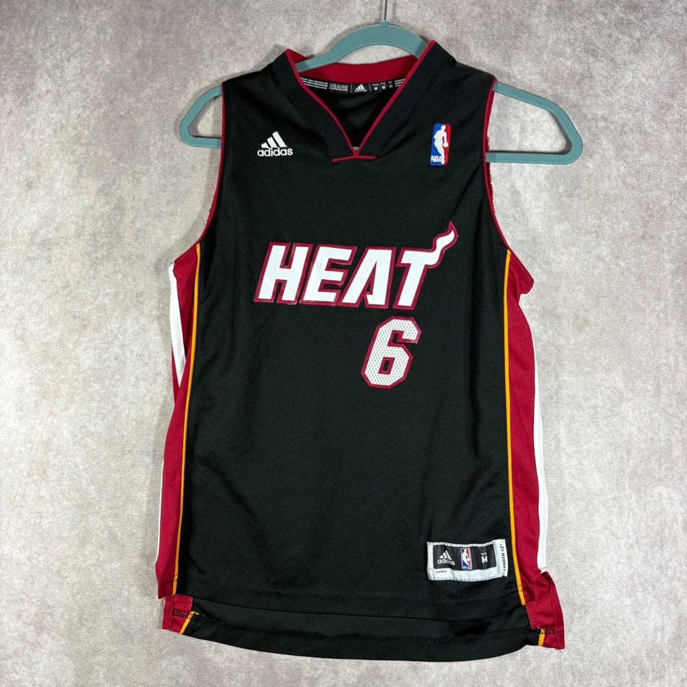 Miami Heat LeBron James Adidas Basketball Jersey Kids M Black NBA Sleeveless